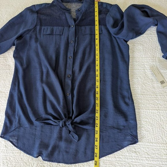 NWT Zac & Rachel Navy Button Down Top - Size Large - Picture 13 of 13